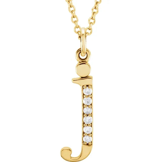 14K Yellow Gold .025 CTW Natural Diamond Lowercase 16" Necklace