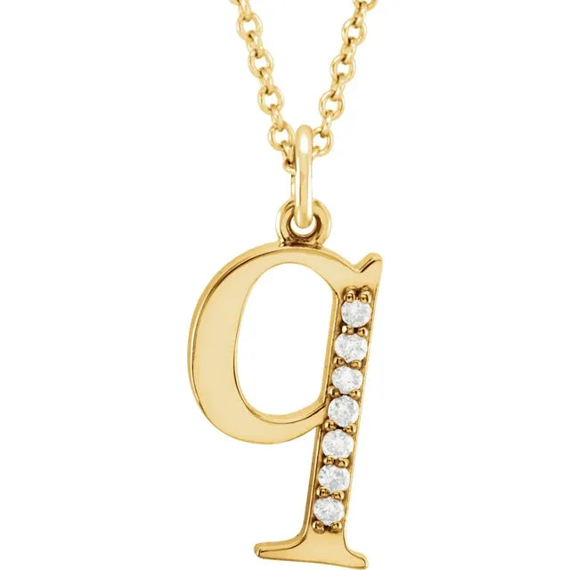 14K Yellow Gold .025 CTW Natural Diamond Lowercase 16" Necklace