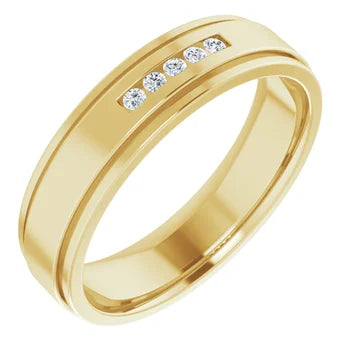 10K Yellow Gold Men's Diamond Wedding Band