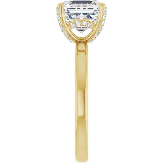 Yellow Gold Asscher Engagement Ring Mounting