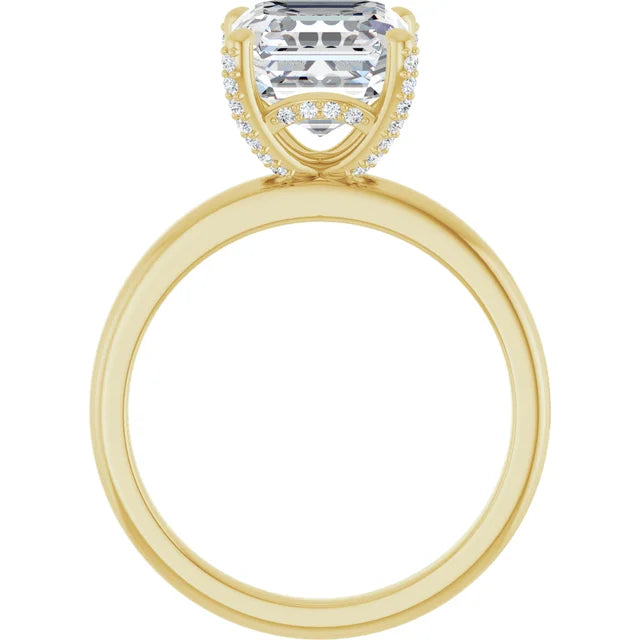 Yellow Gold Asscher Engagement Ring Mounting
