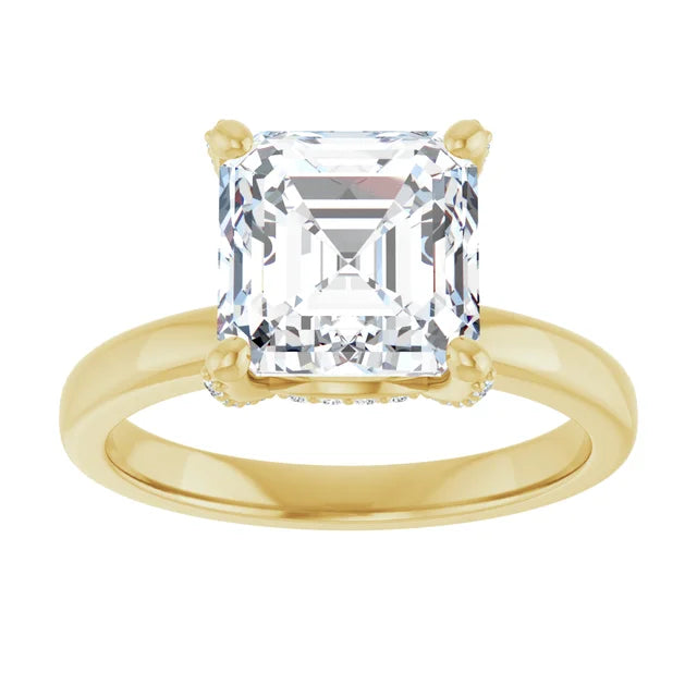 Yellow Gold Asscher Engagement Ring Mounting