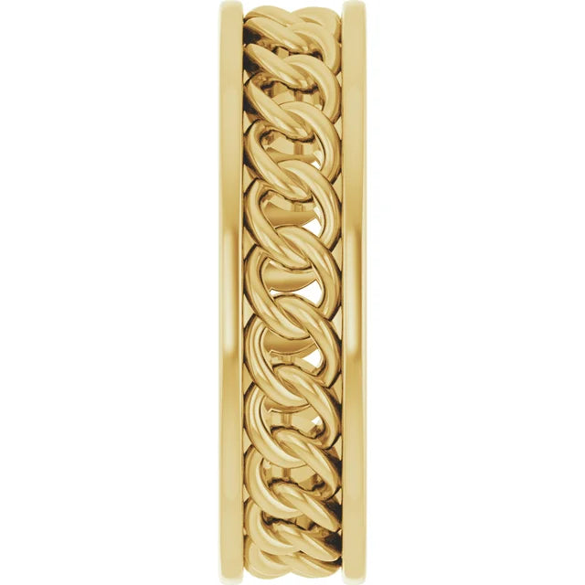 Chain Link Flat Band 10K Yellow Gold 6.3 mm