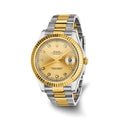 Swiss Crown™ USA Pre-owned Rolex-Independently Certified Steel and 18k 41mm Oyster Datejust II Champagne Diamond Dial and Fluted Bezel Watch