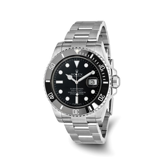 Pre-owned Rolex-Independently Certified Steel 40mm Submariner Black Watch