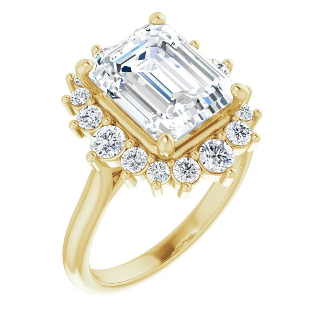 14K Yellow Gold 10x8 mm Emerald Engagement Ring Mounting