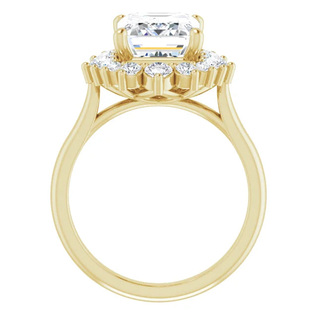 14K Yellow Gold 10x8 mm Emerald Engagement Ring Mounting