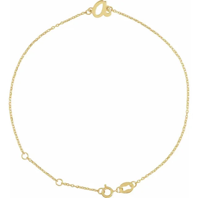 14K Yellow Gold Initial S 6 1/2-7 1/2" Bracelet