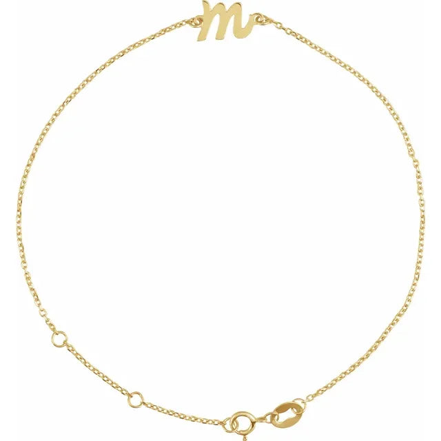 14K Yellow Gold Initial S 6 1/2-7 1/2" Bracelet