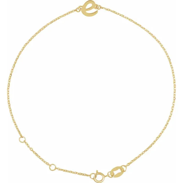 14K Yellow Gold Initial S 6 1/2-7 1/2" Bracelet
