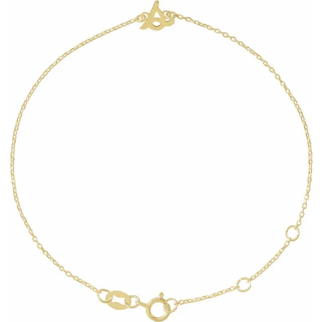 14K Yellow Gold Initial S 6 1/2-7 1/2" Bracelet