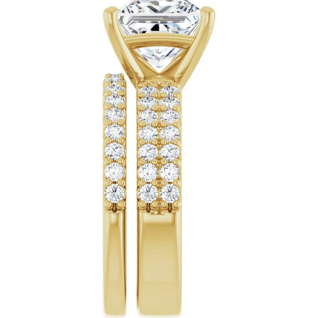 10K Yellow Gold 8x8 mm Square Engagement Ring Mounting - Band