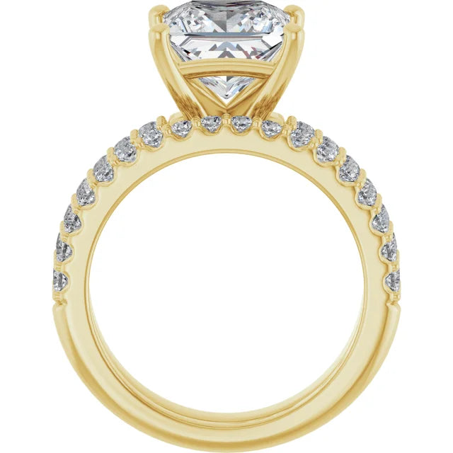 10K Yellow Gold 8x8 mm Square Engagement Ring Mounting - Band