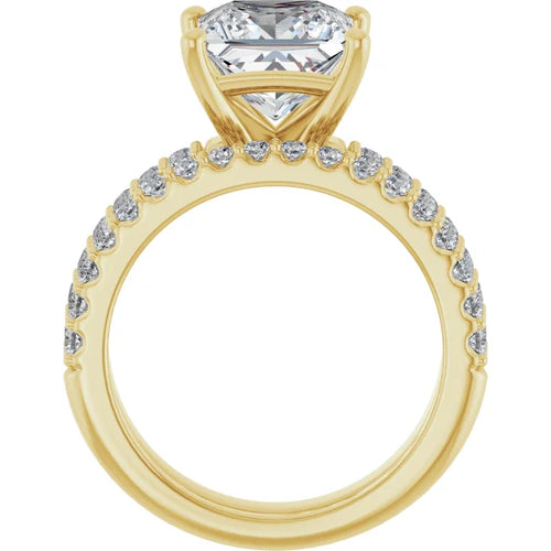 10K Yellow Gold 8x8 mm Square Engagement Ring Mounting - Band
