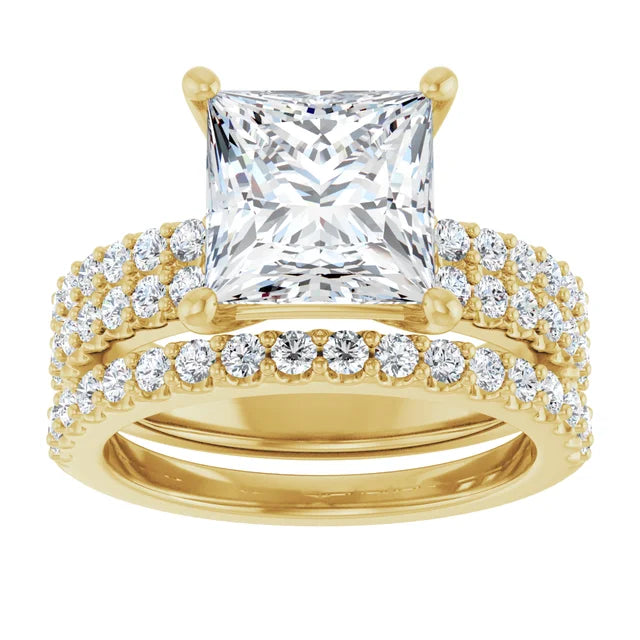 10K Yellow Gold 8x8 mm Square Engagement Ring Mounting - Band