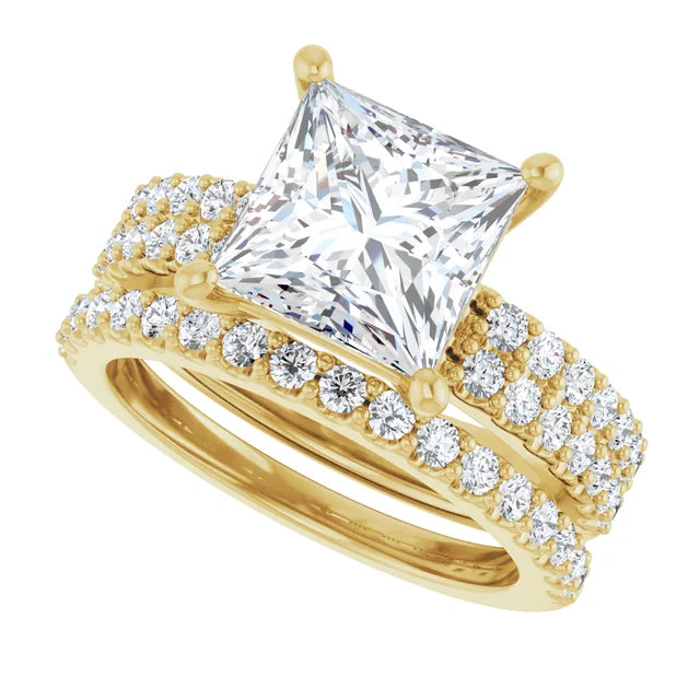 10K Yellow Gold 8x8 mm Square Engagement Ring Mounting - Band