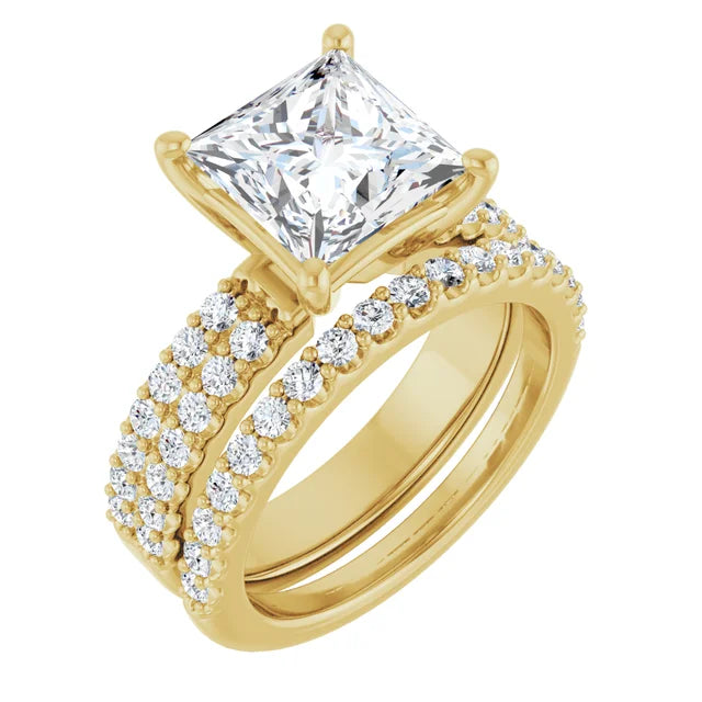 10K Yellow Gold 8x8 mm Square Engagement Ring Mounting - Band