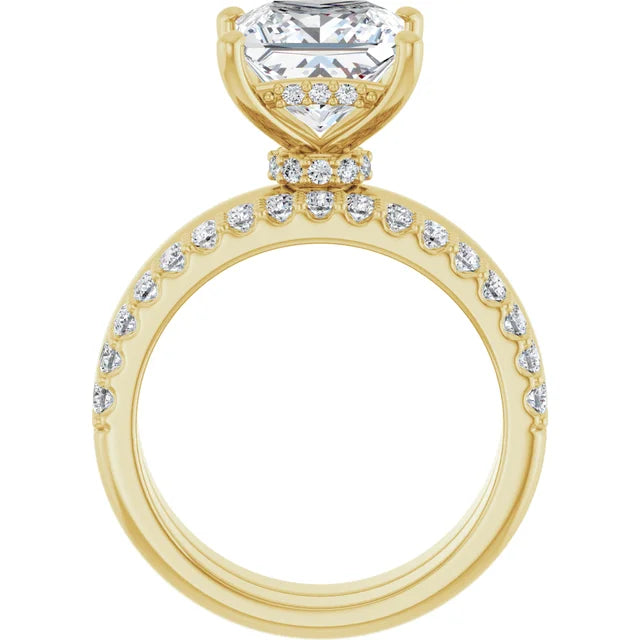 10K Yellow Gold 8 mm Square Engagement Ring Mounting