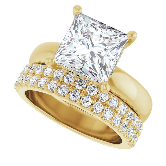 10K Yellow Gold 8 mm Square Engagement Ring Mounting