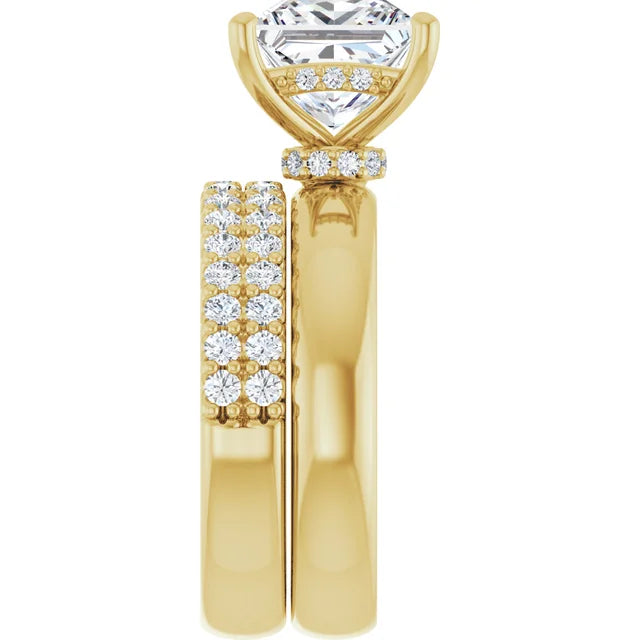 10K Yellow Gold 8 mm Square Engagement Ring Mounting