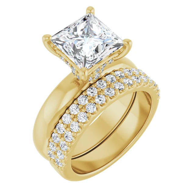 10K Yellow Gold 8 mm Square Engagement Ring Mounting
