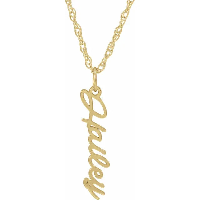 10K Yellow Gold Script Nameplate 16-18" Necklace