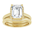 10K Yellow Gold 9x7 mm Emerald Engagement Ring Mounting - Matching Band