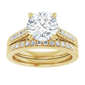 10K Yellow Gold 8 mm Round Engagement Ring Mounting - Matching Band