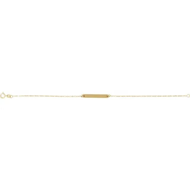 14K Yellow Gold Engravable Bar 7" Bracelet
