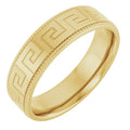 Greek Key Yellow Gold Wedding Band 6mm