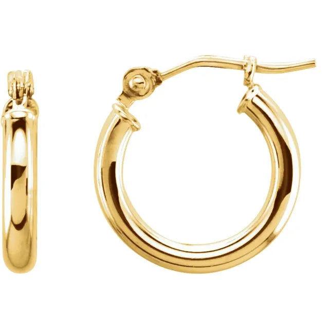 14K Yellow Gold Tube Hoop Earrings