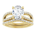 14K Yellow Gold 9x7 mm Oval Engagement Ring Mounting - 14K Yellow Gold Band