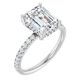 14K White Gold 9x7 mm Emerald 1/2 CTW Natural Diamond Semi-Set Engagement Ring DIAMOND 3.01 ct