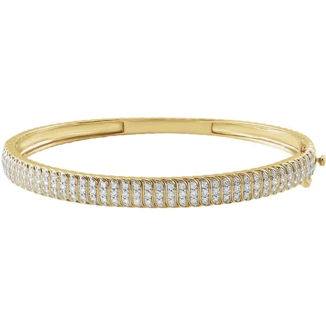 14K Yellow Gold 1 3/8 CTW Lab-Grown Diamond Bangle 7" Bracelet