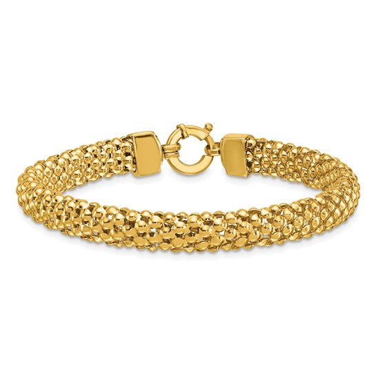 Herco 14K Polished 8mm Popcorn Mesh Bracelet