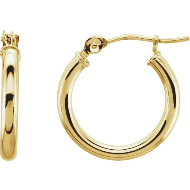 14K Yellow Gold Tube Hoop Earrings