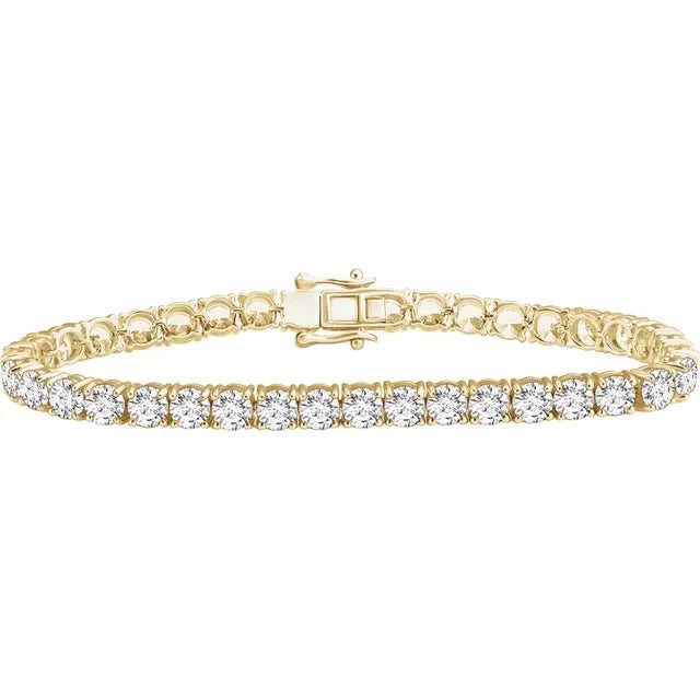 10K Yellow Gold Imitation White Cubic Zirconia 7" Line Bracelet