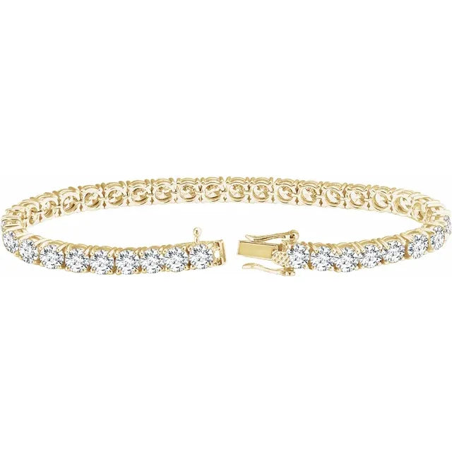 10K Yellow Gold Imitation White Cubic Zirconia 7" Line Bracelet