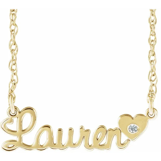 10K Yellow Gold Script Single Name 18" Necklace