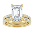 14K Yellow Gold 10x7 mm Emerald Engagement Ring Mounting - Matching Band