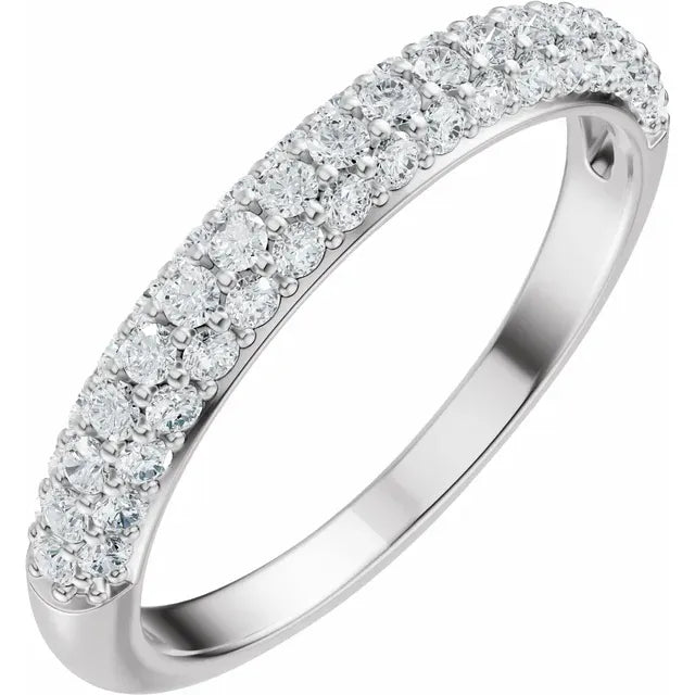 14K White Gold 9x7 mm Emerald 1/2 CTW Natural Diamond Semi-Set Hidden Halo-Style Engagement Ring-14K White Gold 1/2 CTW Natural Diamond Matching Band