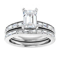 14K White Gold 8.5x6.5 mm Emerald 1/4 CTW Natural Diamond - Natural Diamond Matching Band
