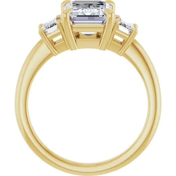 14K Yellow Gold Lab-Grown Diamond Emerald Engagement Ring