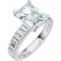 14K White Gold 9.5x7 mm Emerald 1/2 CTW Natural Diamond-14K White Gold 5/8 CTW Natural Diamond Matching Band