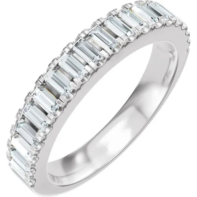 14K White Gold 9.5x7 mm Emerald 1/2 CTW Natural Diamond-14K White Gold 5/8 CTW Natural Diamond Matching Band