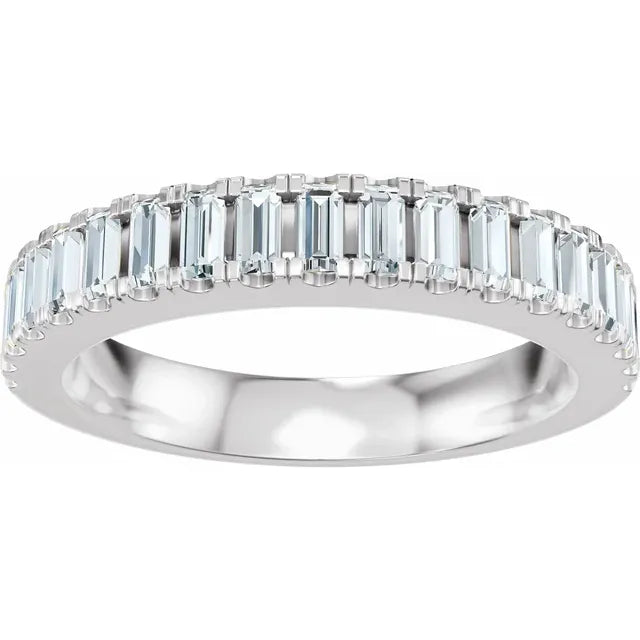 14K White Gold 9.5x7 mm Emerald 1/2 CTW Natural Diamond-14K White Gold 5/8 CTW Natural Diamond Matching Band