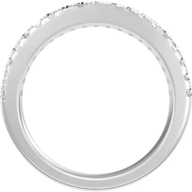 14K White Gold 9.5x7 mm Emerald 1/2 CTW Natural Diamond-14K White Gold 5/8 CTW Natural Diamond Matching Band