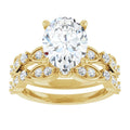 Yellow Gold Oval Engagement Ring Mounting - Matching Band