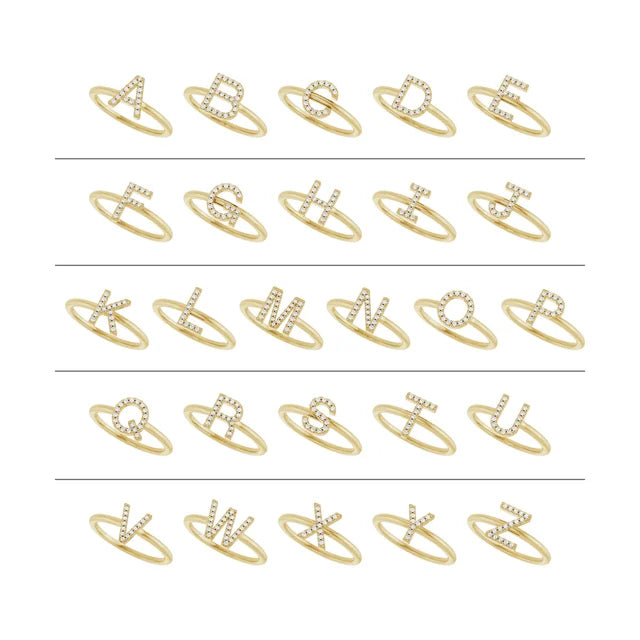 14K Yellow Gold .06 CTW Natural Diamond Initials Ring