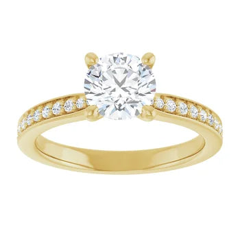 14K Yellow Gold Lab-Grown Diamond Halo Engagement Ring